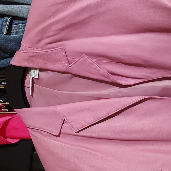 NEWPORT News Pink leather cropped Blazer - Picture 2 of 8